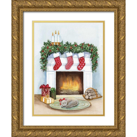 Night Before Christmas V Gold Ornate Wood Framed Art Print with Double Matting by McKenna, Kathleen Parr