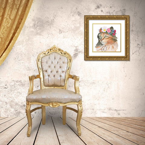 Cattitude I Gold Ornate Wood Framed Art Print with Double Matting by Sullivan, Myles