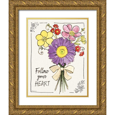 Sunny Bouquets II Gold Ornate Wood Framed Art Print with Double Matting by Grove, Beth