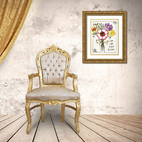 Sunny Bouquets III Gold Ornate Wood Framed Art Print with Double Matting by Grove, Beth