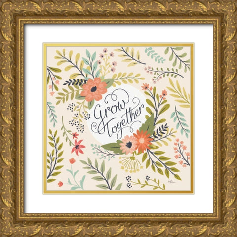 Retro Garden V Gold Ornate Wood Framed Art Print with Double Matting by Penner, Janelle