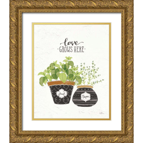 Fine Herbs V Gold Ornate Wood Framed Art Print with Double Matting by Penner, Janelle