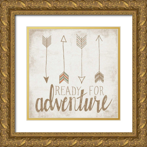 Ready for Adventure Beige Gold Ornate Wood Framed Art Print with Double Matting by Marshall, Laura