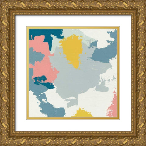 Happy I Gold Ornate Wood Framed Art Print with Double Matting by Hershey, Moira