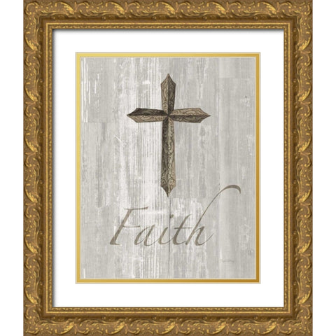 Words for Worship Faith on Wood Gold Ornate Wood Framed Art Print with Double Matting by DeNeige, Elyse
