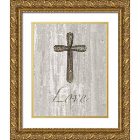 Words for Worship Love on Wood Gold Ornate Wood Framed Art Print with Double Matting by DeNeige, Elyse