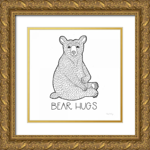Color the Forest I Bear Hugs Gold Ornate Wood Framed Art Print with Double Matting by DeNeige, Elyse