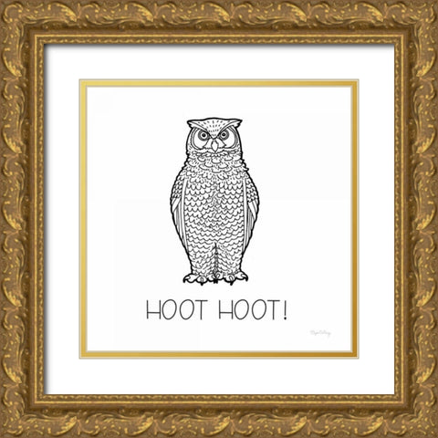 Color the Forest V Hoot Hoot Gold Ornate Wood Framed Art Print with Double Matting by DeNeige, Elyse