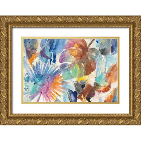 Palm Abstract Gold Ornate Wood Framed Art Print with Double Matting by Hristova, Albena