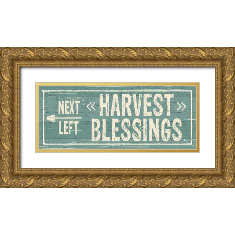 Harvest Signs VI Gold Ornate Wood Framed Art Print with Double Matting by Pela Studio