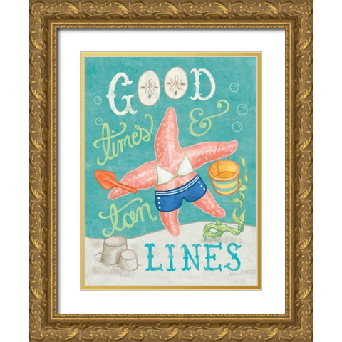 Ocean Friends III Gold Ornate Wood Framed Art Print with Double Matting by Urban, Mary