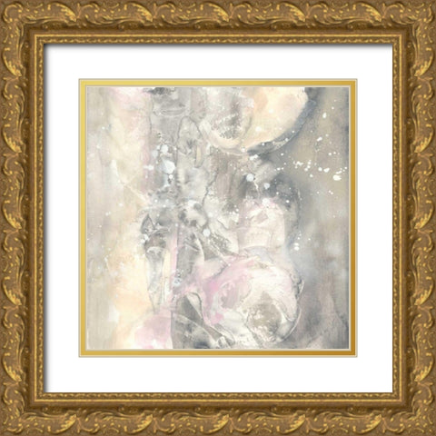 Blushing Snowflakes I Gold Ornate Wood Framed Art Print with Double Matting by Paschke, Chris