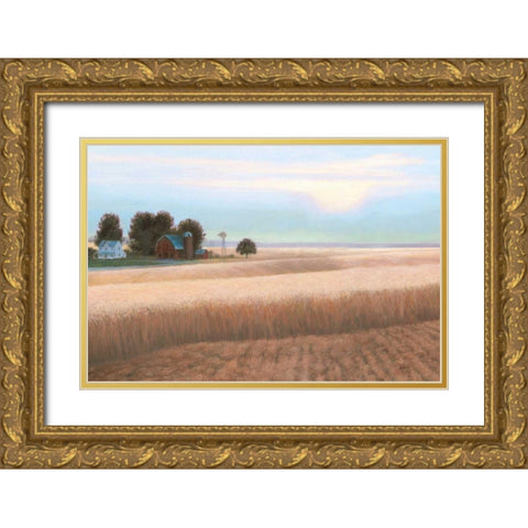 Family Farm No Couple Gold Ornate Wood Framed Art Print with Double Matting by Wiens, James