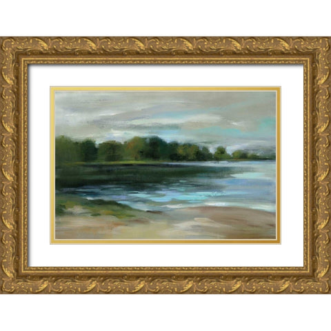 Lake Afternoon Stillness Gold Ornate Wood Framed Art Print with Double Matting by Vassileva, Silvia