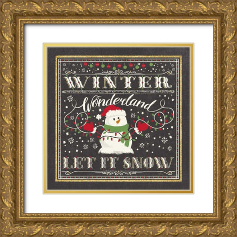Winter Wonderland III-Let It Snow Gold Ornate Wood Framed Art Print with Double Matting by Penner, Janelle
