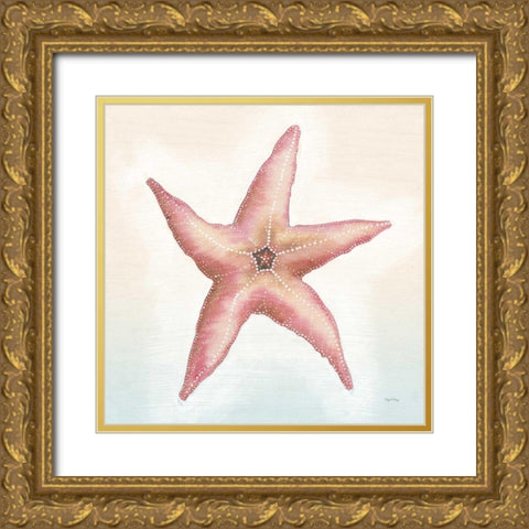 Boardwalk Starfish Gold Ornate Wood Framed Art Print with Double Matting by DeNeige, Elyse