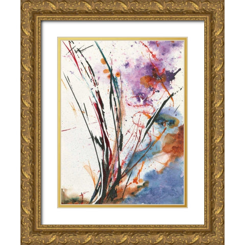 Floral Explosion IV Gold Ornate Wood Framed Art Print with Double Matting by Griggs, Jan