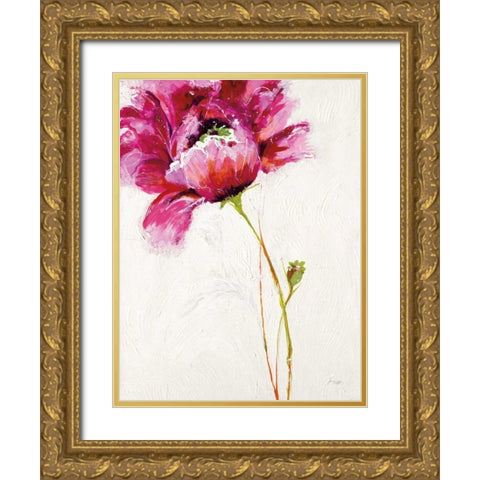 Big Red Blossom Gold Ornate Wood Framed Art Print with Double Matting by Griggs, Jan