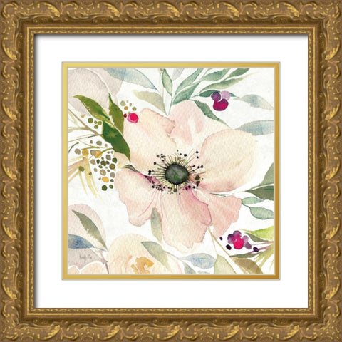 The Joy of White II Gold Ornate Wood Framed Art Print with Double Matting by Rice, Kristy