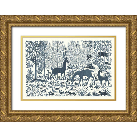 Forest Life I Gold Ornate Wood Framed Art Print with Double Matting by Thomas, Miranda