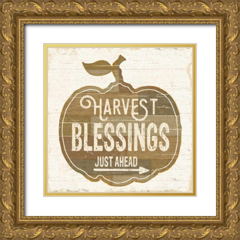 Harvest Blessings Just Ahead Gold Ornate Wood Framed Art Print with Double Matting by Pela Studio
