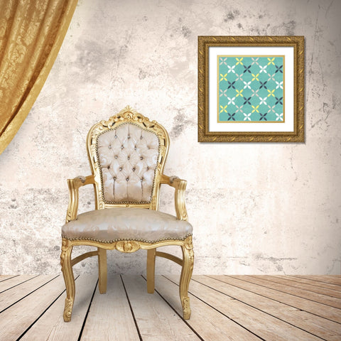 Garden Getaway Pattern IID Gold Ornate Wood Framed Art Print with Double Matting by Marshall, Laura