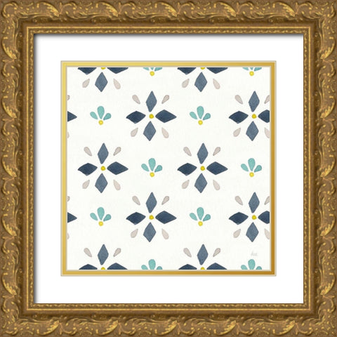 Garden Getaway Pattern VA Gold Ornate Wood Framed Art Print with Double Matting by Marshall, Laura
