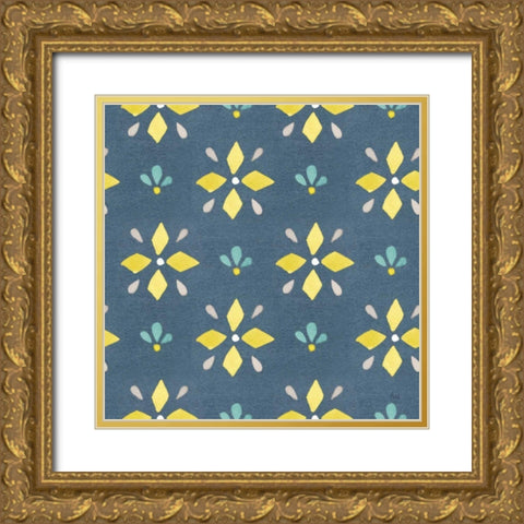 Garden Getaway Pattern VB Gold Ornate Wood Framed Art Print with Double Matting by Marshall, Laura