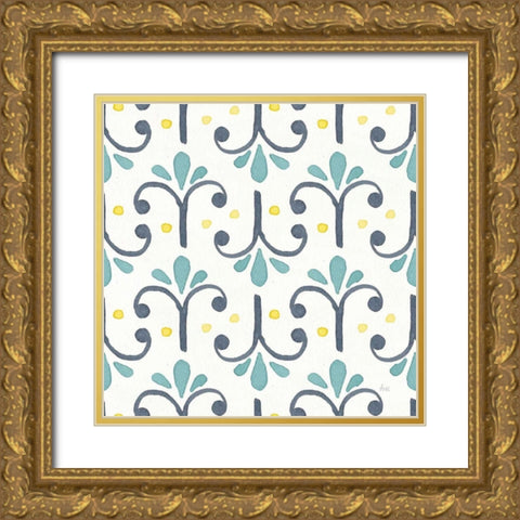 Garden Getaway Pattern XIV Gold Ornate Wood Framed Art Print with Double Matting by Marshall, Laura