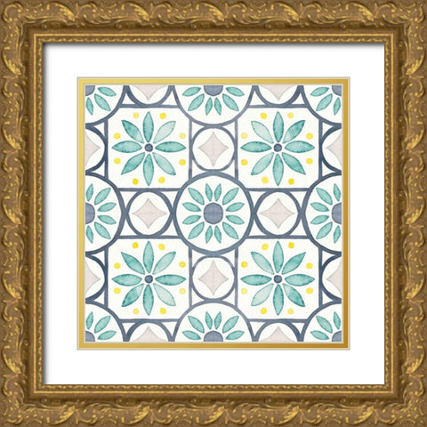Garden Getaway Pattern XV Gold Ornate Wood Framed Art Print with Double Matting by Marshall, Laura