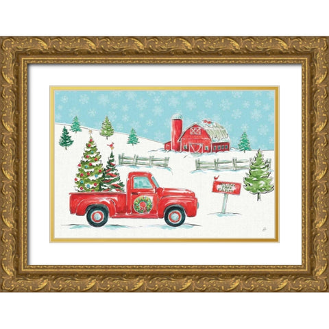 Christmas in the Country I Gold Ornate Wood Framed Art Print with Double Matting by Brissonnet, Daphne