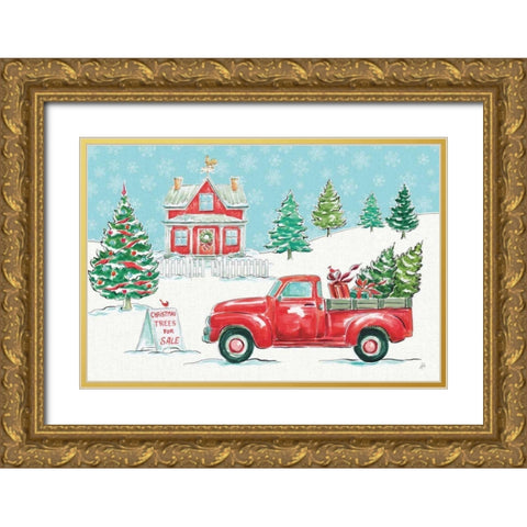 Christmas in the Country II Gold Ornate Wood Framed Art Print with Double Matting by Brissonnet, Daphne