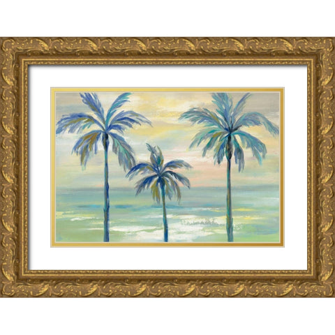 Marine Layer Palms Gold Ornate Wood Framed Art Print with Double Matting by Vassileva, Silvia