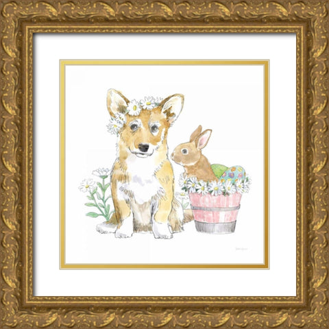 Easter Pups I Gold Ornate Wood Framed Art Print with Double Matting by Grove, Beth