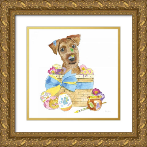 Easter Pups III Gold Ornate Wood Framed Art Print with Double Matting by Grove, Beth