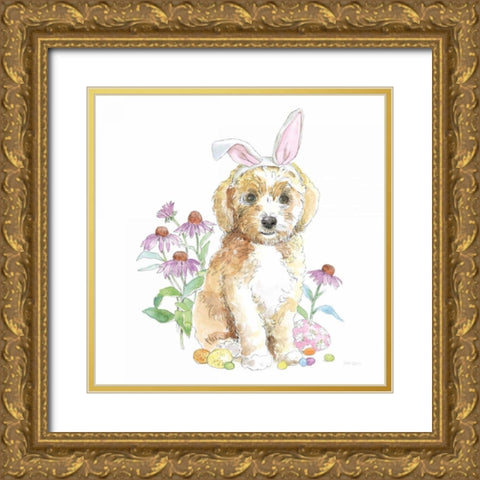 Easter Pups IV Gold Ornate Wood Framed Art Print with Double Matting by Grove, Beth