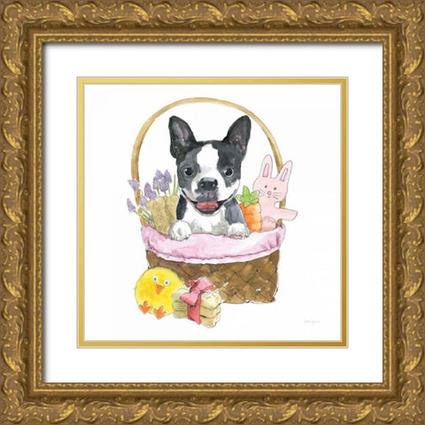 Easter Pups VII Gold Ornate Wood Framed Art Print with Double Matting by Grove, Beth