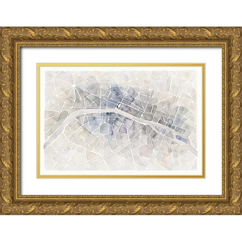 Watercolor Wanderlust Paris Gold Ornate Wood Framed Art Print with Double Matting by Marshall, Laura
