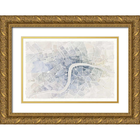 Watercolor Wanderlust London Gold Ornate Wood Framed Art Print with Double Matting by Marshall, Laura