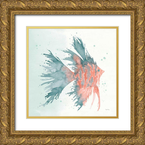 Splash V Gold Ornate Wood Framed Art Print with Double Matting by DeNeige, Elyse