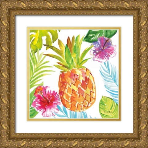 Tropicana VI Gold Ornate Wood Framed Art Print with Double Matting by Zaman, Farida