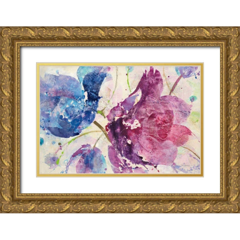 Fireworks Abstract v2 Gold Ornate Wood Framed Art Print with Double Matting by Hristova, Albena