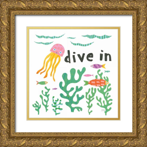 Ocean Splash III Gold Ornate Wood Framed Art Print with Double Matting by Averinos, Melissa