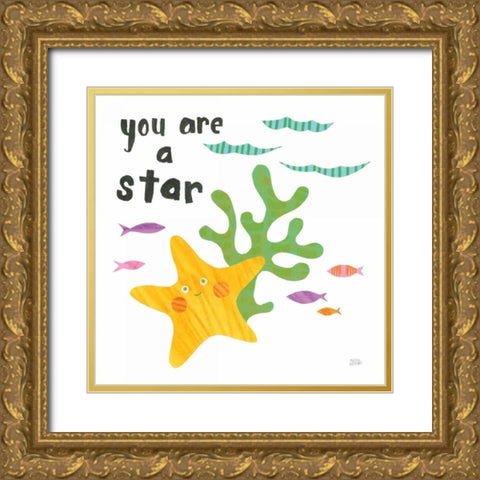 Ocean Splash IV Gold Ornate Wood Framed Art Print with Double Matting by Averinos, Melissa