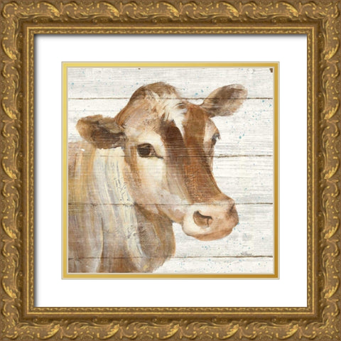 Looking at You I Shiplap Gold Ornate Wood Framed Art Print with Double Matting by Hristova, Albena