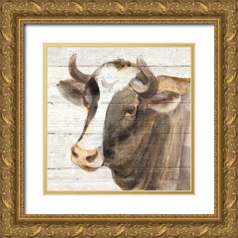 Looking at You II Shiplap Gold Ornate Wood Framed Art Print with Double Matting by Hristova, Albena