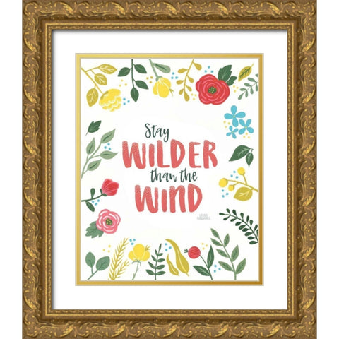 Wildflower Daydreams I v2 on White Gold Ornate Wood Framed Art Print with Double Matting by Marshall, Laura
