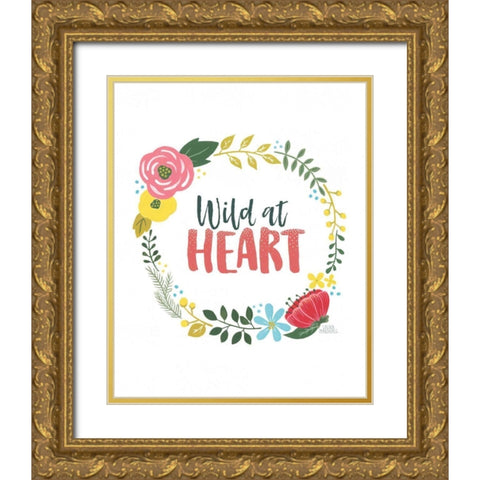 Wildflower Daydreams IV v2 on White Gold Ornate Wood Framed Art Print with Double Matting by Marshall, Laura