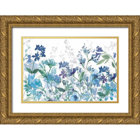 Colors of the Garden Cool Shadows Gold Ornate Wood Framed Art Print with Double Matting by Wild Apple Portfolio
