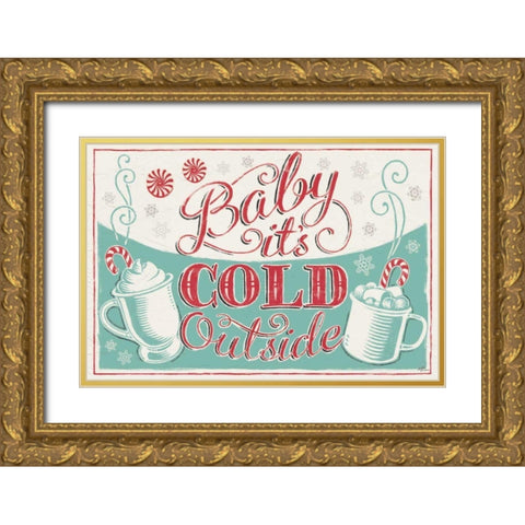 Merry Little Christmas I Gold Ornate Wood Framed Art Print with Double Matting by Penner, Janelle